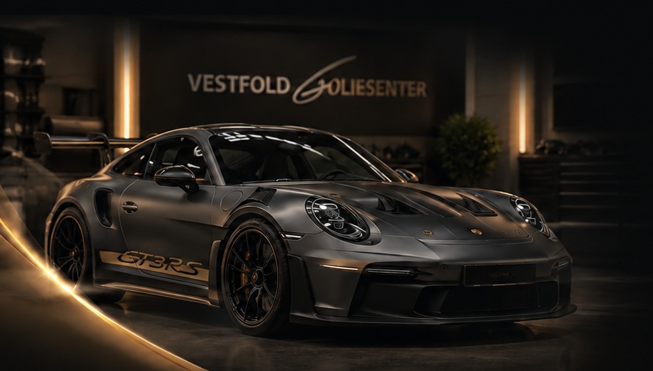 Porsche i mørkt premium verkstedmiljø